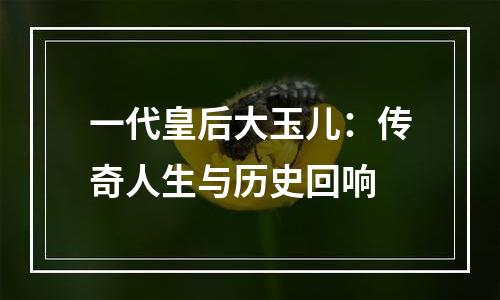 一代皇后大玉儿：传奇人生与历史回响