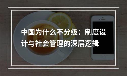 中国为什么不分级：制度设计与社会管理的深层逻辑