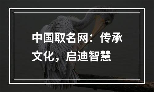 中国取名网：传承文化，启迪智慧