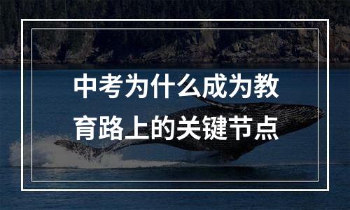 中考为什么成为教育路上的关键节点