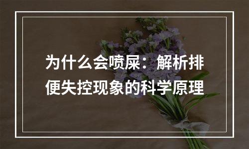 为什么会喷屎：解析排便失控现象的科学原理