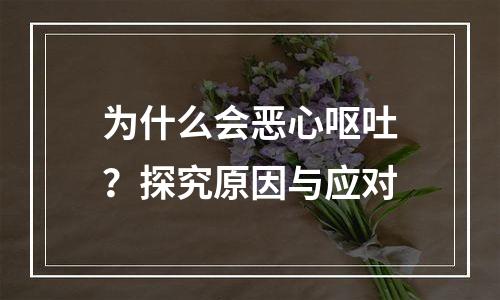 为什么会恶心呕吐？探究原因与应对