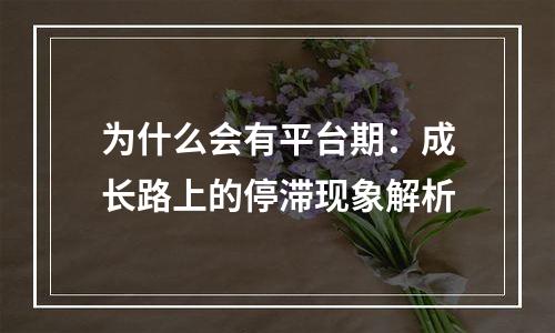 为什么会有平台期：成长路上的停滞现象解析