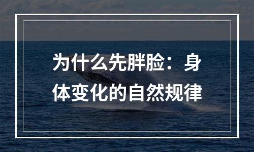 为什么先胖脸：身体变化的自然规律
