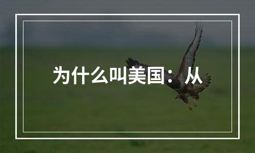 为什么叫美国：从