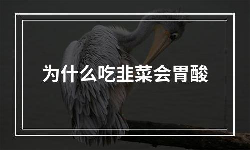 为什么吃韭菜会胃酸