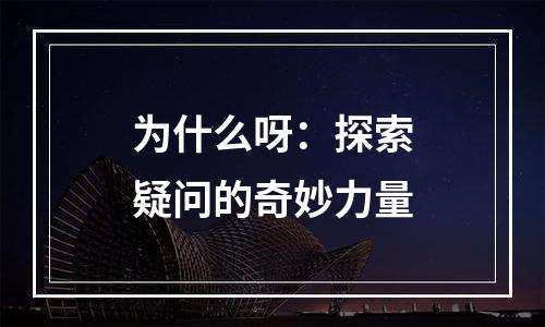 为什么呀：探索疑问的奇妙力量