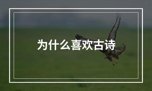 为什么喜欢古诗