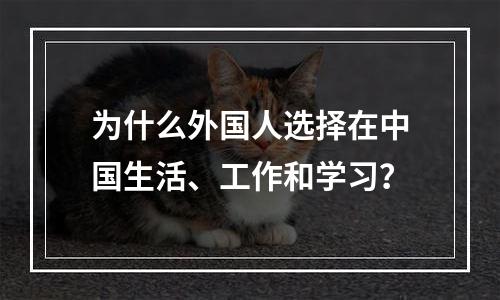 为什么外国人选择在中国生活、工作和学习？
