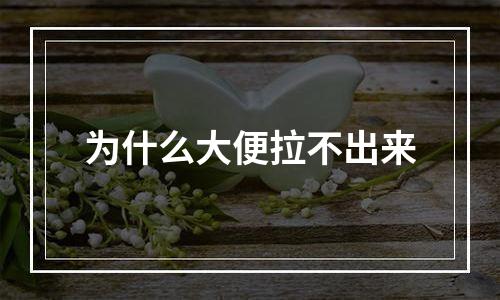 为什么大便拉不出来