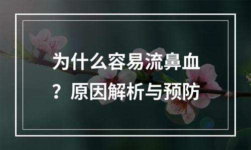 为什么容易流鼻血？原因解析与预防