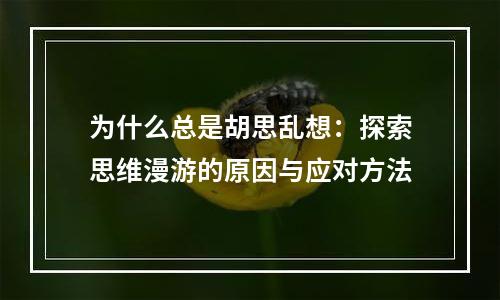 为什么总是胡思乱想：探索思维漫游的原因与应对方法
