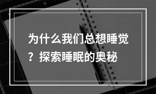 为什么我们总想睡觉？探索睡眠的奥秘