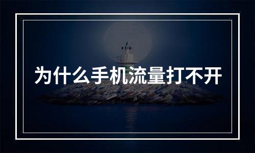 为什么手机流量打不开