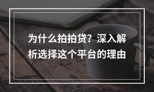 为什么拍拍贷？深入解析选择这个平台的理由