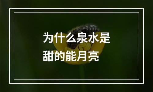 为什么泉水是甜的能月亮
