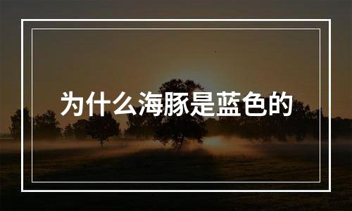 为什么海豚是蓝色的