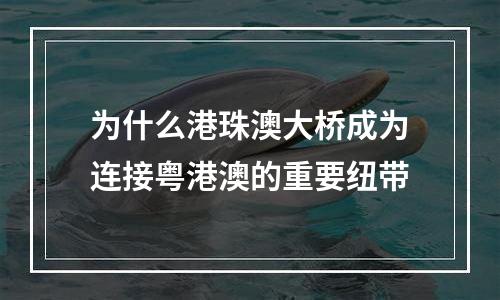 为什么港珠澳大桥成为连接粤港澳的重要纽带