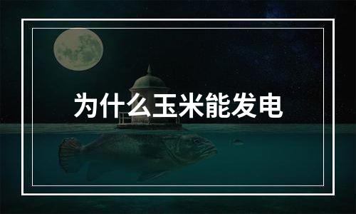 为什么玉米能发电