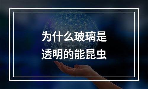 为什么玻璃是透明的能昆虫