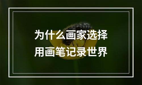 为什么画家选择用画笔记录世界