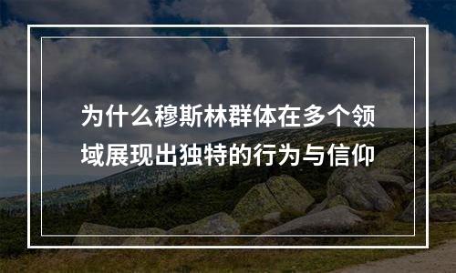 为什么穆斯林群体在多个领域展现出独特的行为与信仰
