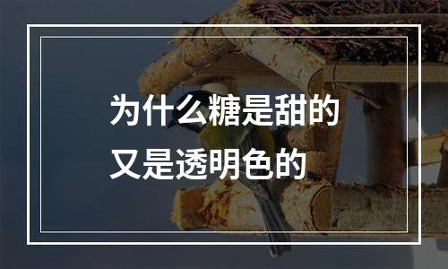 为什么糖是甜的又是透明色的