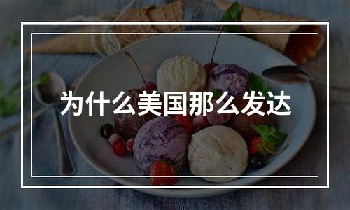 为什么美国那么发达