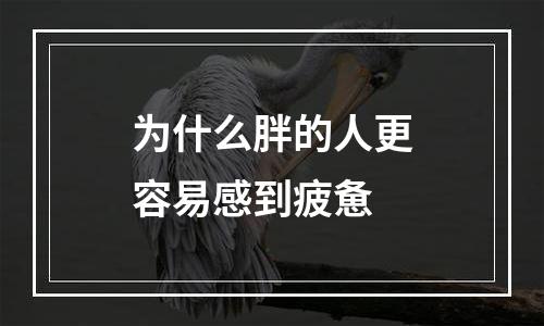 为什么胖的人更容易感到疲惫
