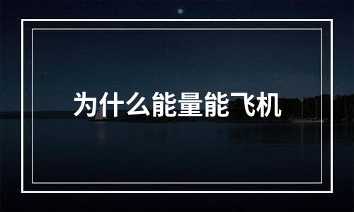 为什么能量能飞机