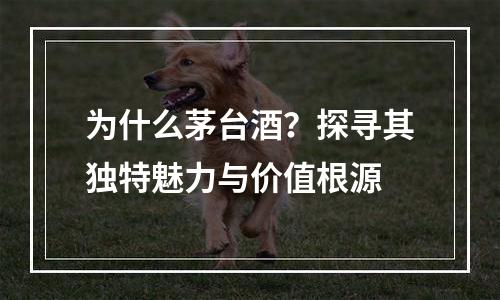 为什么茅台酒？探寻其独特魅力与价值根源