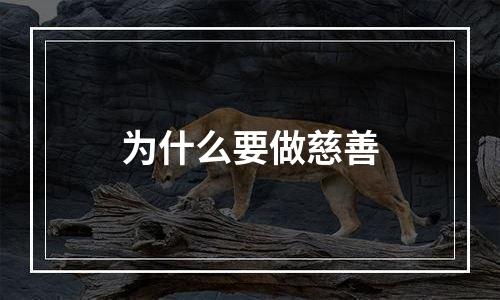 为什么要做慈善