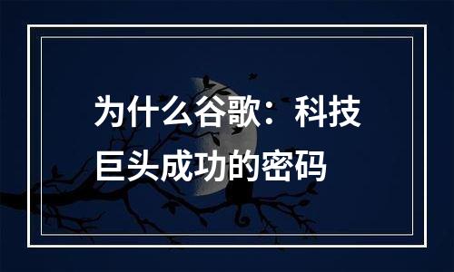 为什么谷歌：科技巨头成功的密码