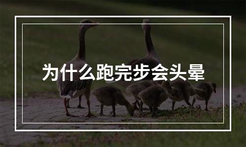 为什么跑完步会头晕