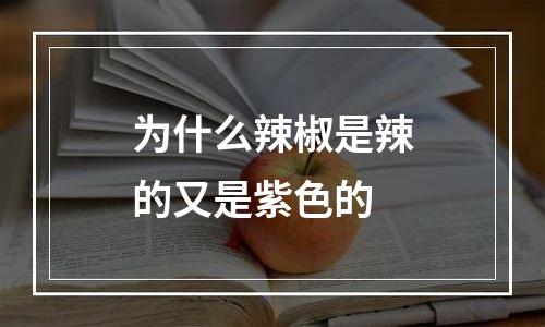 为什么辣椒是辣的又是紫色的