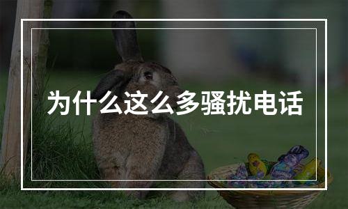 为什么这么多骚扰电话