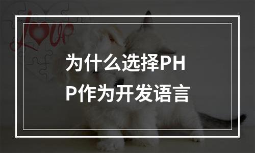 为什么选择PHP作为开发语言