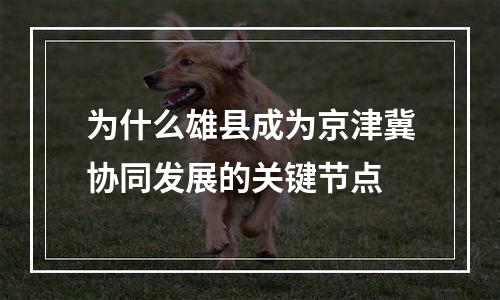为什么雄县成为京津冀协同发展的关键节点