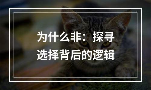 为什么非：探寻选择背后的逻辑