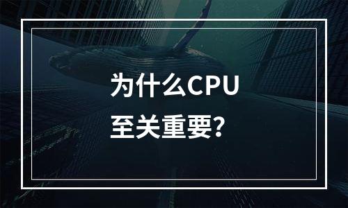 为什么CPU至关重要？