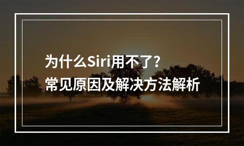 为什么Siri用不了？常见原因及解决方法解析