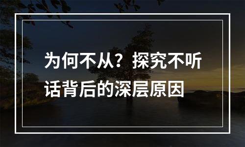 为何不从？探究不听话背后的深层原因