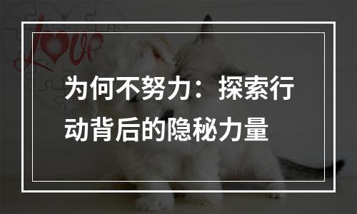为何不努力：探索行动背后的隐秘力量