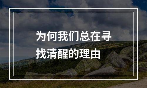 为何我们总在寻找清醒的理由