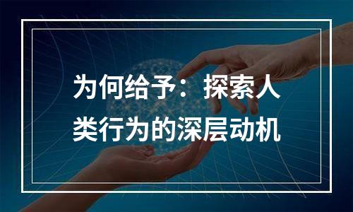 为何给予：探索人类行为的深层动机