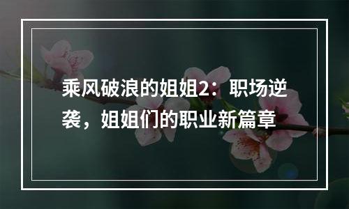 乘风破浪的姐姐2：职场逆袭，姐姐们的职业新篇章