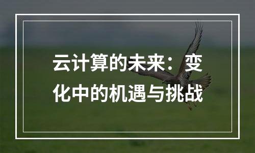 云计算的未来：变化中的机遇与挑战