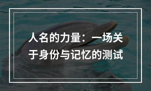 人名的力量：一场关于身份与记忆的测试