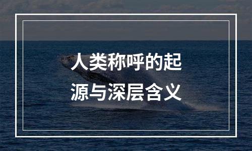 人类称呼的起源与深层含义