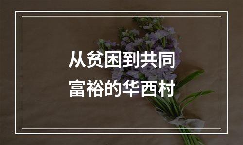 从贫困到共同富裕的华西村